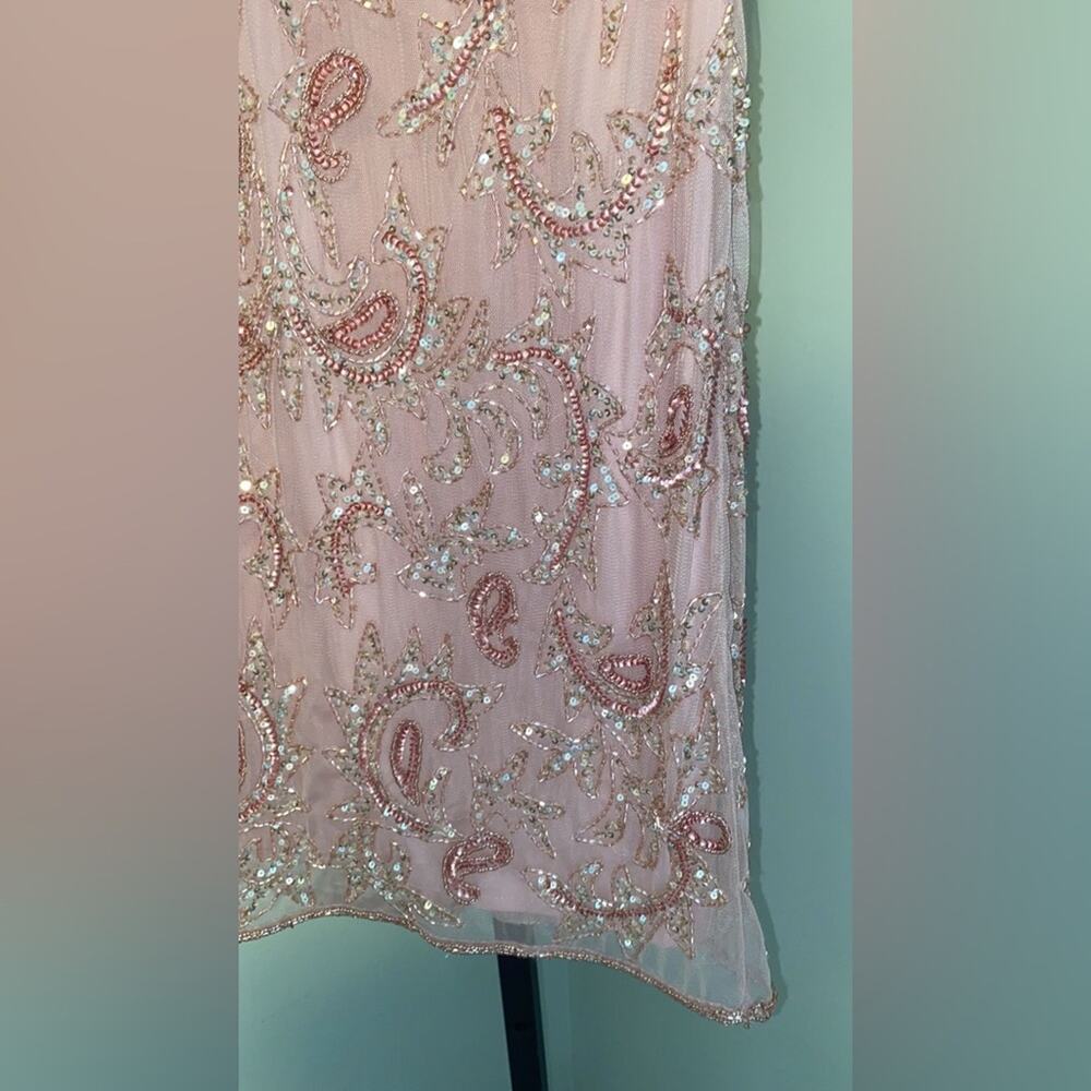 Pisarro Nights Mesh Beaded Cocktail Dress - Powdery Pink - Picture 11 of 12